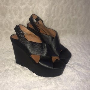 Dolce Vita black leather wedges